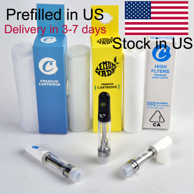 Prefilled Cookies Vape Cartridges Ships from USA Disposable E-cigarettes Filled 1000mg 1ml Ceramic Glass Thick Oil Dab